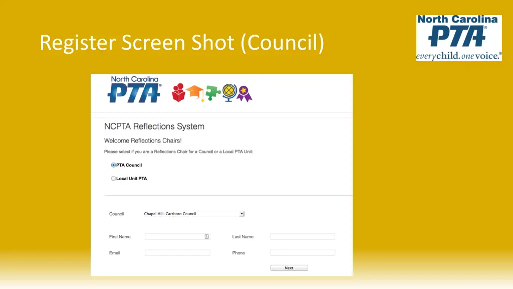 register screen shot council