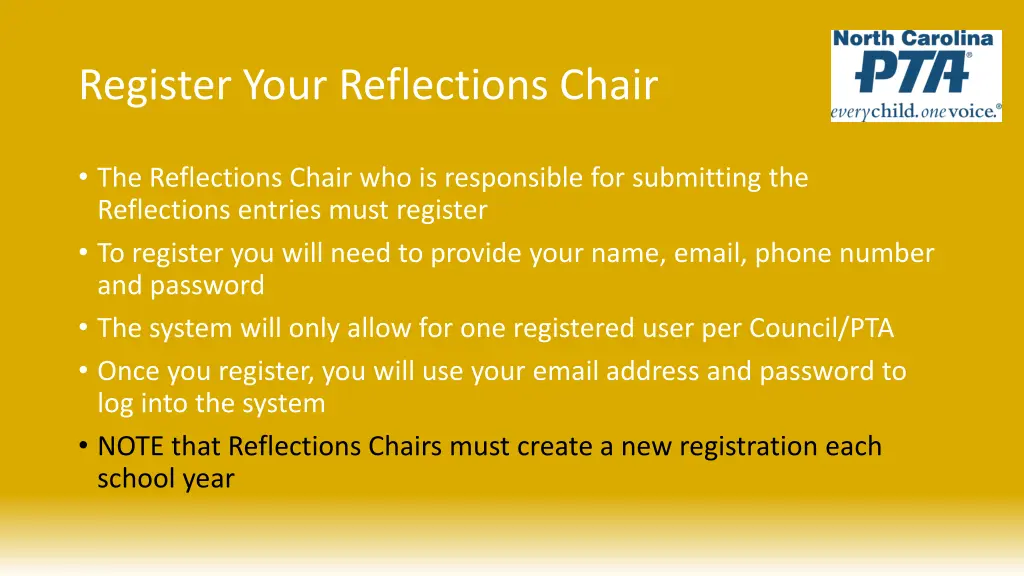 register your reflections chair