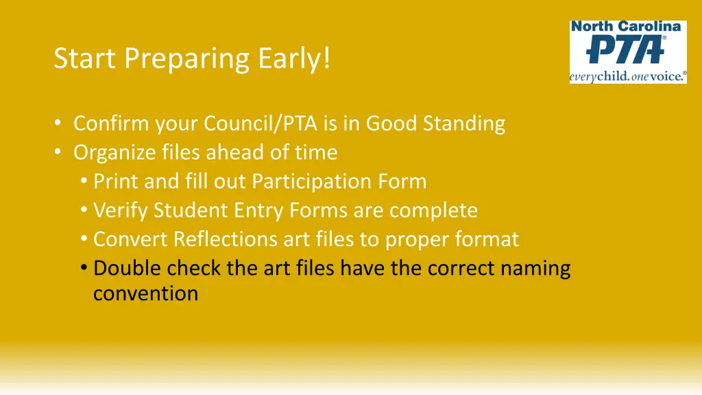 start preparing early