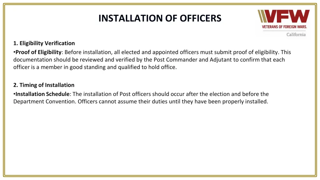 installation of officers