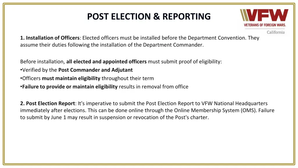 post election reporting 1