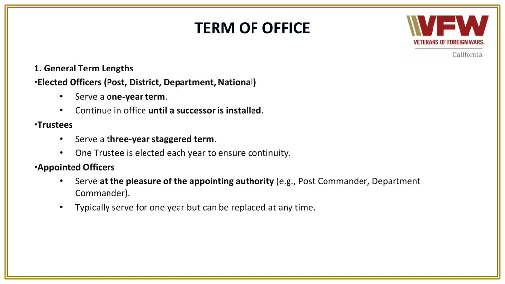 term of office