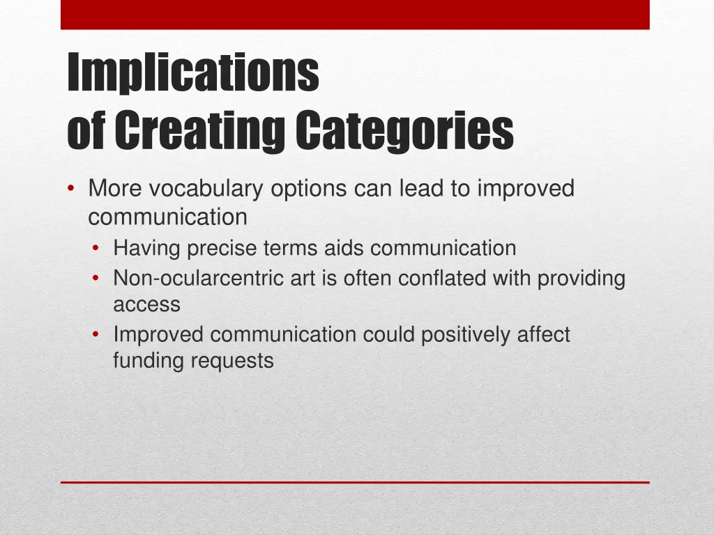implications of creating categories
