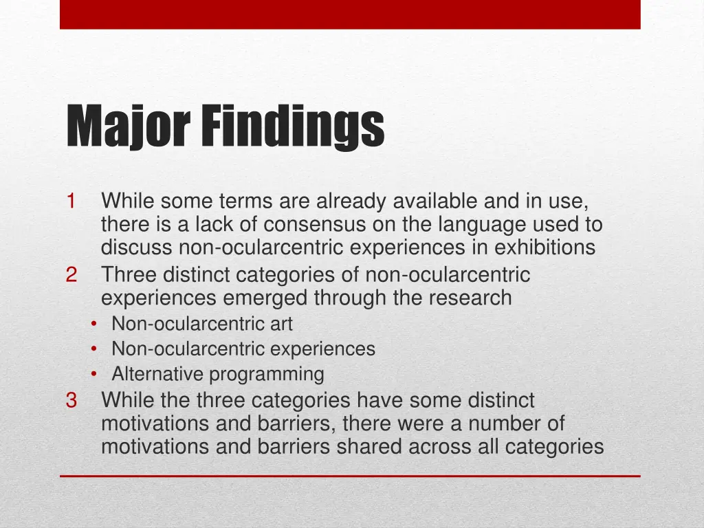 major findings