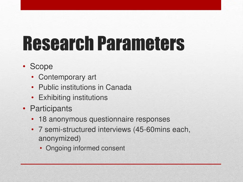 research parameters