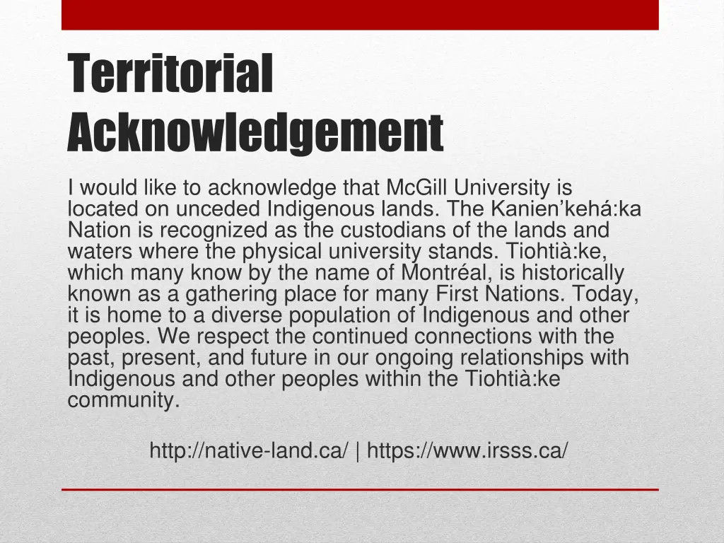 territorial acknowledgement