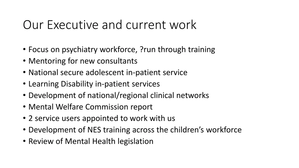 our executive and current work 1