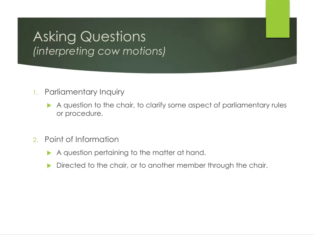 asking questions interpreting cow motions