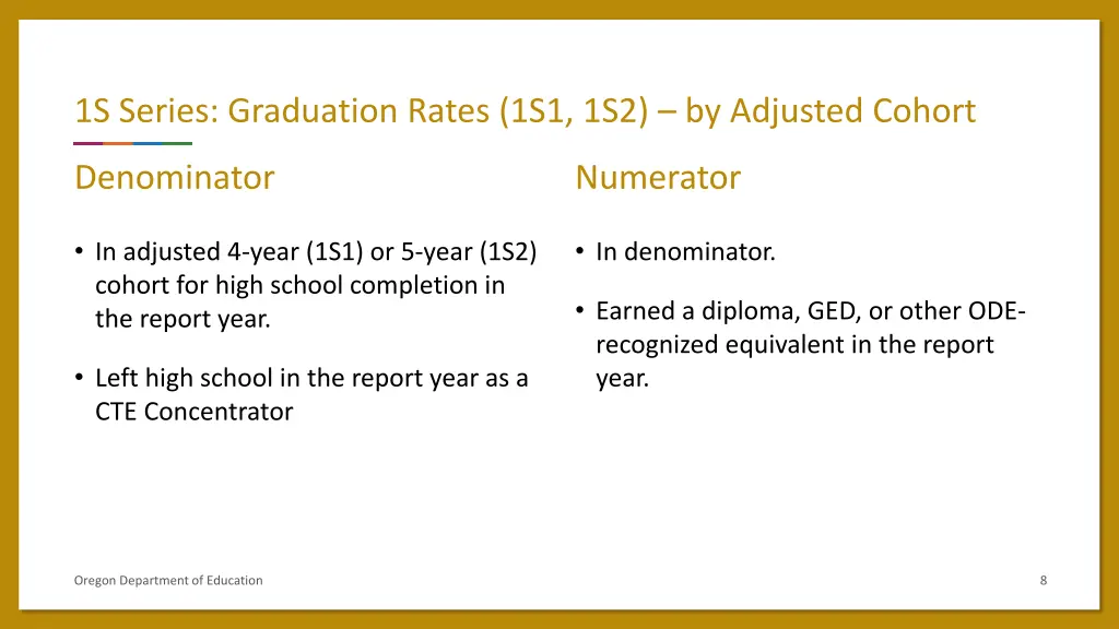 1s series graduation rates 1s1 1s2 by adjusted