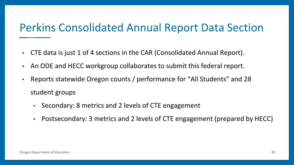 perkins consolidated annual report data section