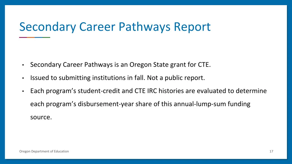 secondary career pathways report