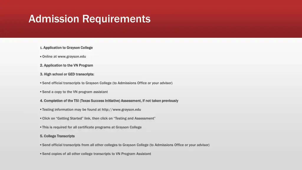 admission requirements 1