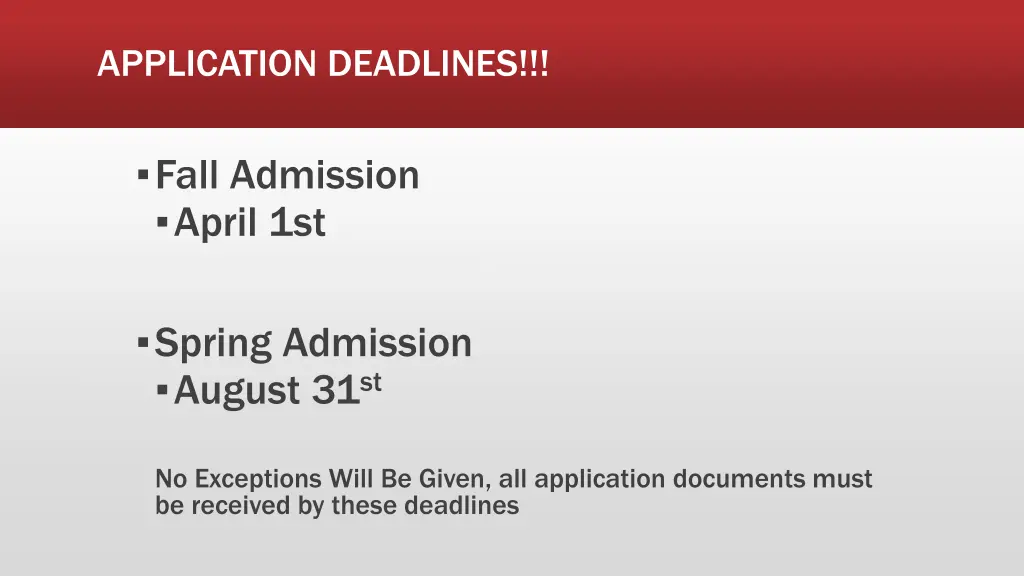 application deadlines