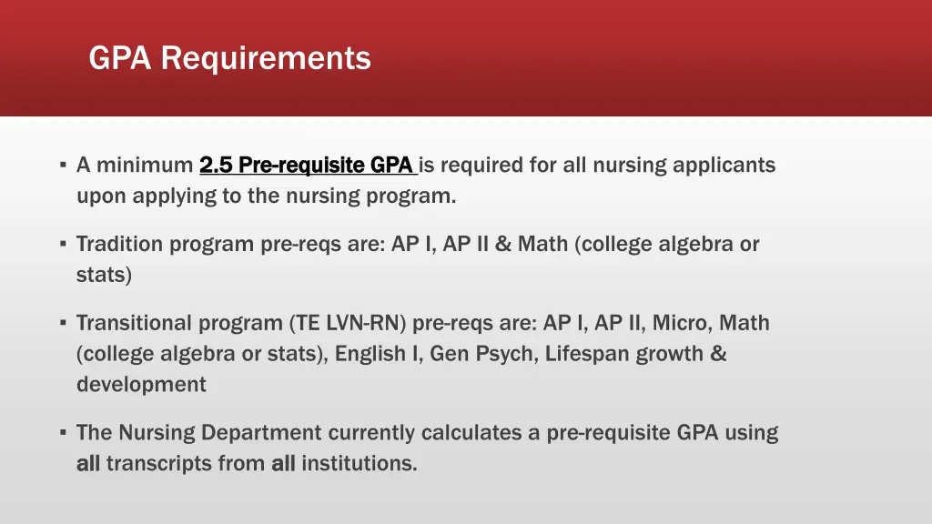 gpa requirements