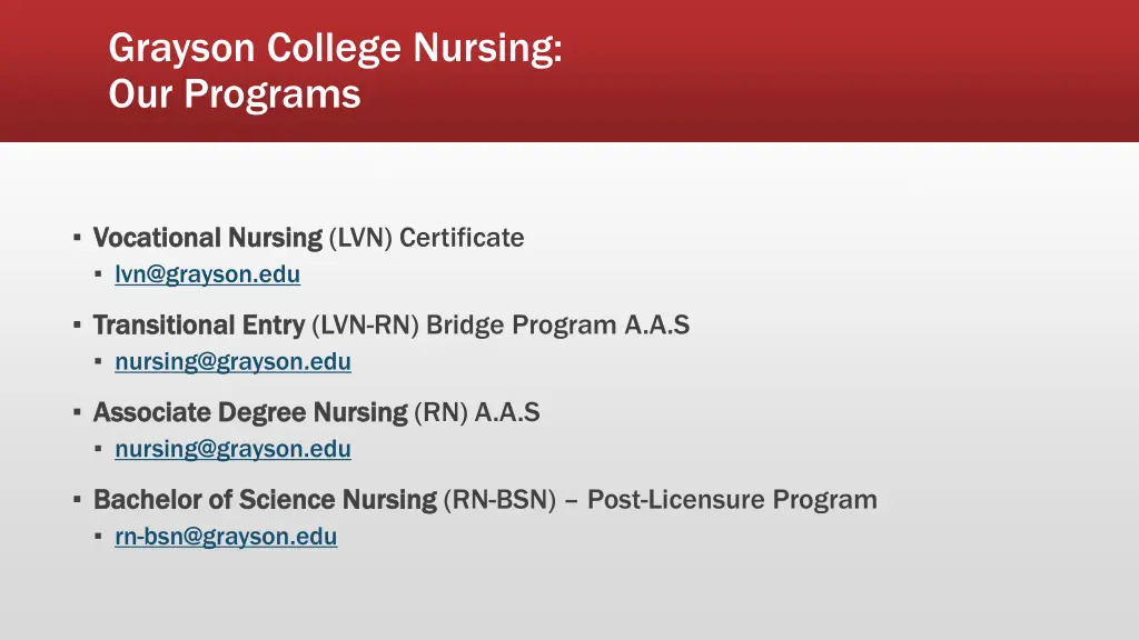 grayson college nursing our programs
