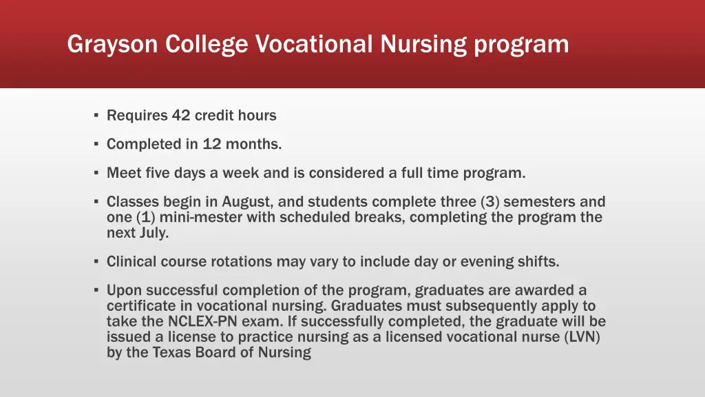 grayson college vocational nursing program