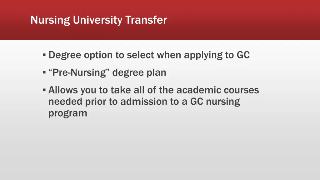 nursing university transfer