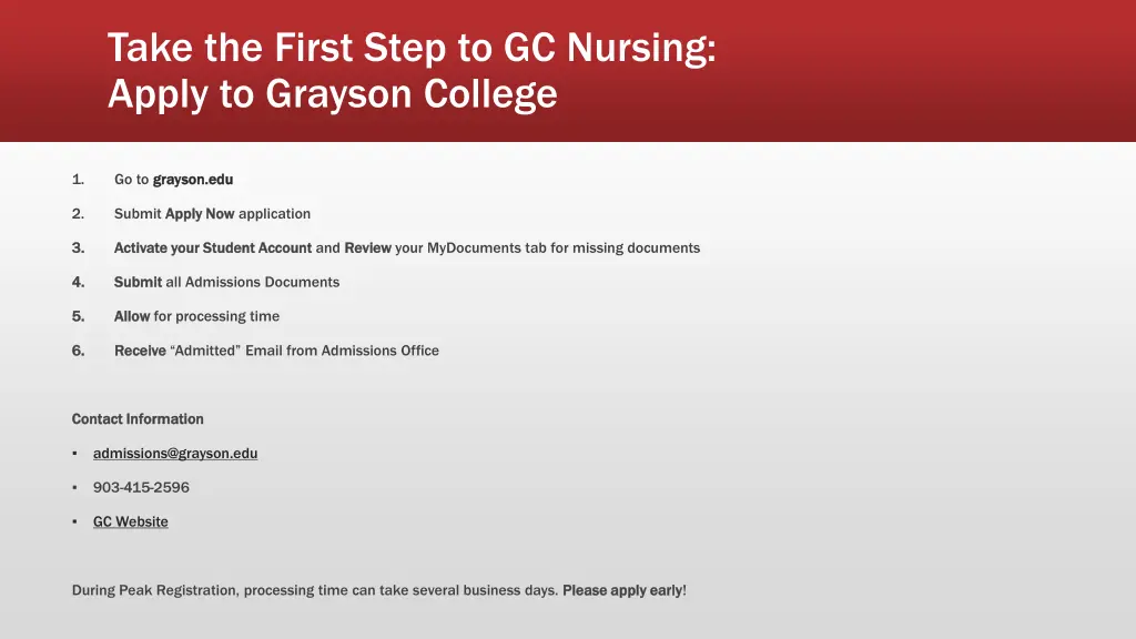 take the first step to gc nursing apply