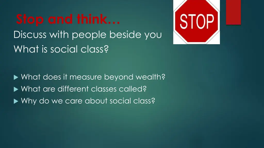 stop and think discuss with people beside