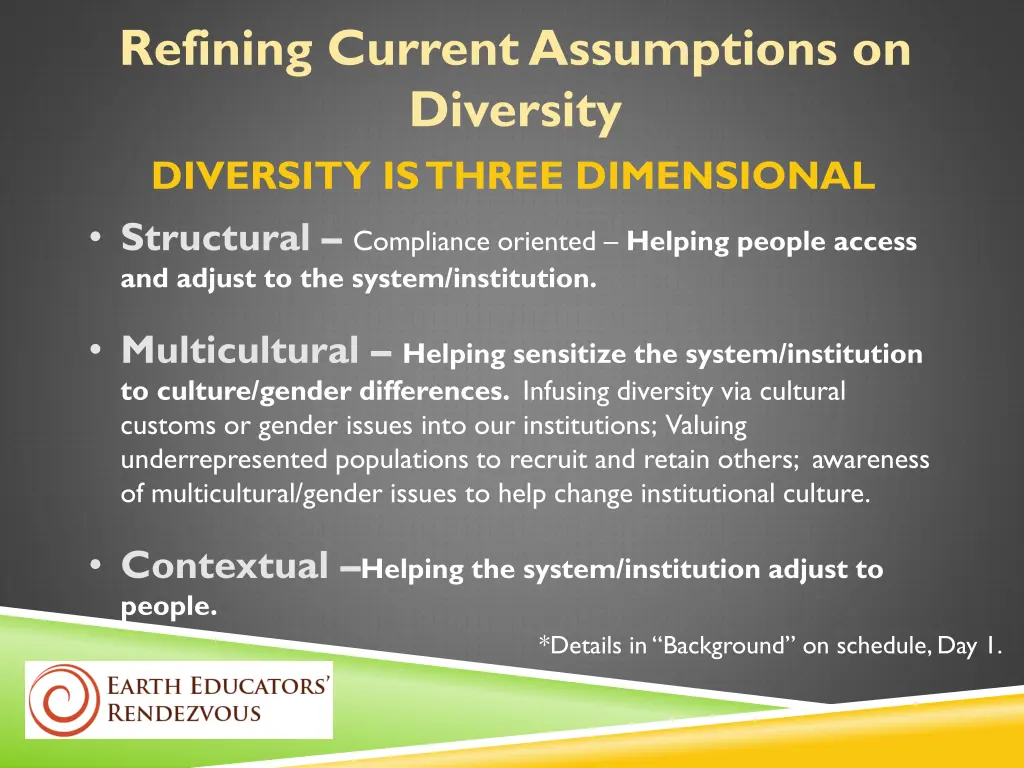refining current assumptions on diversity
