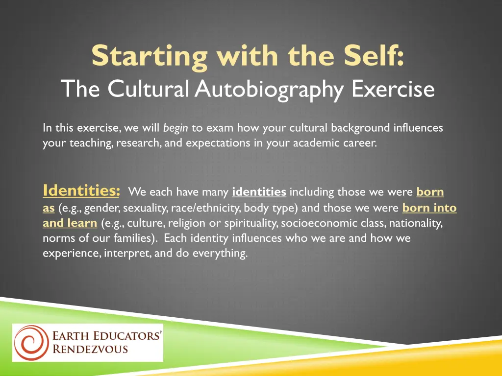 starting with the self the cultural autobiography
