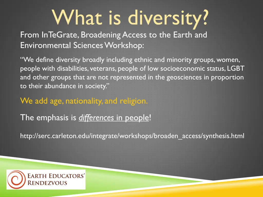 what is diversity from integrate broadening