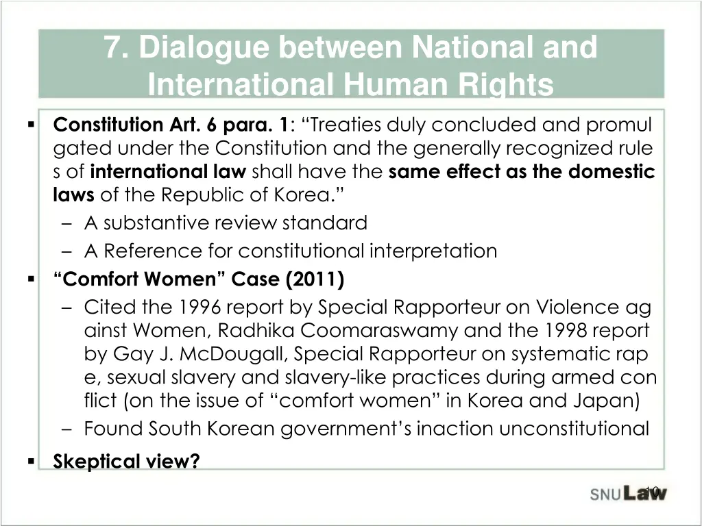 7 dialogue between national and international