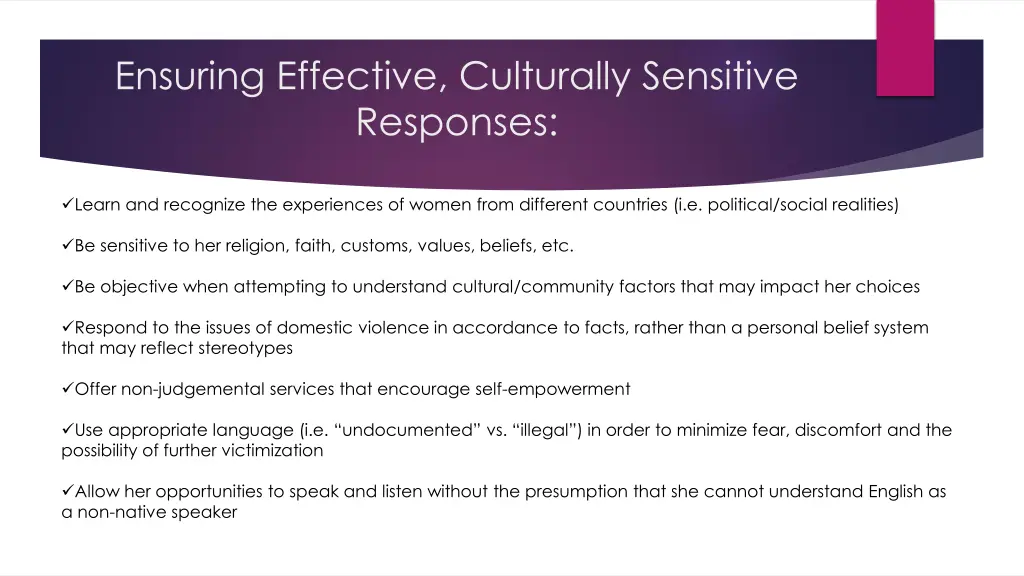 ensuring effective culturally sensitive responses