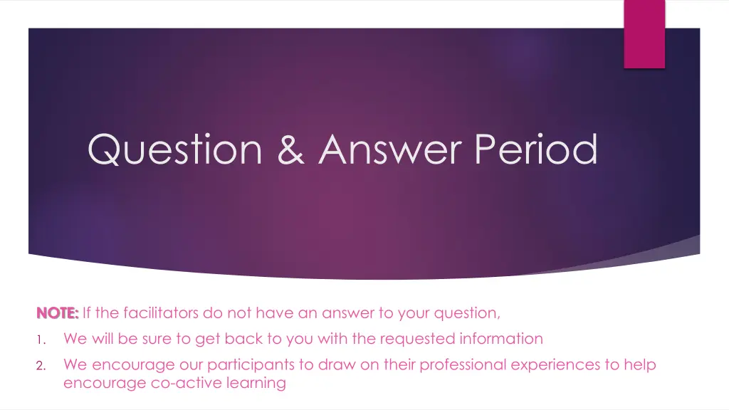 question answer period
