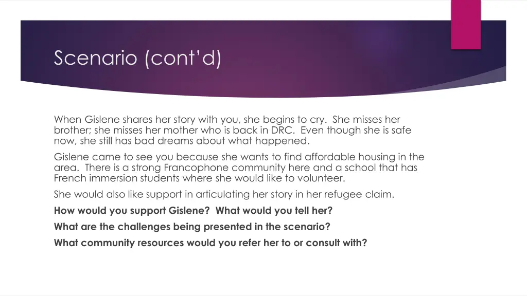 scenario cont d