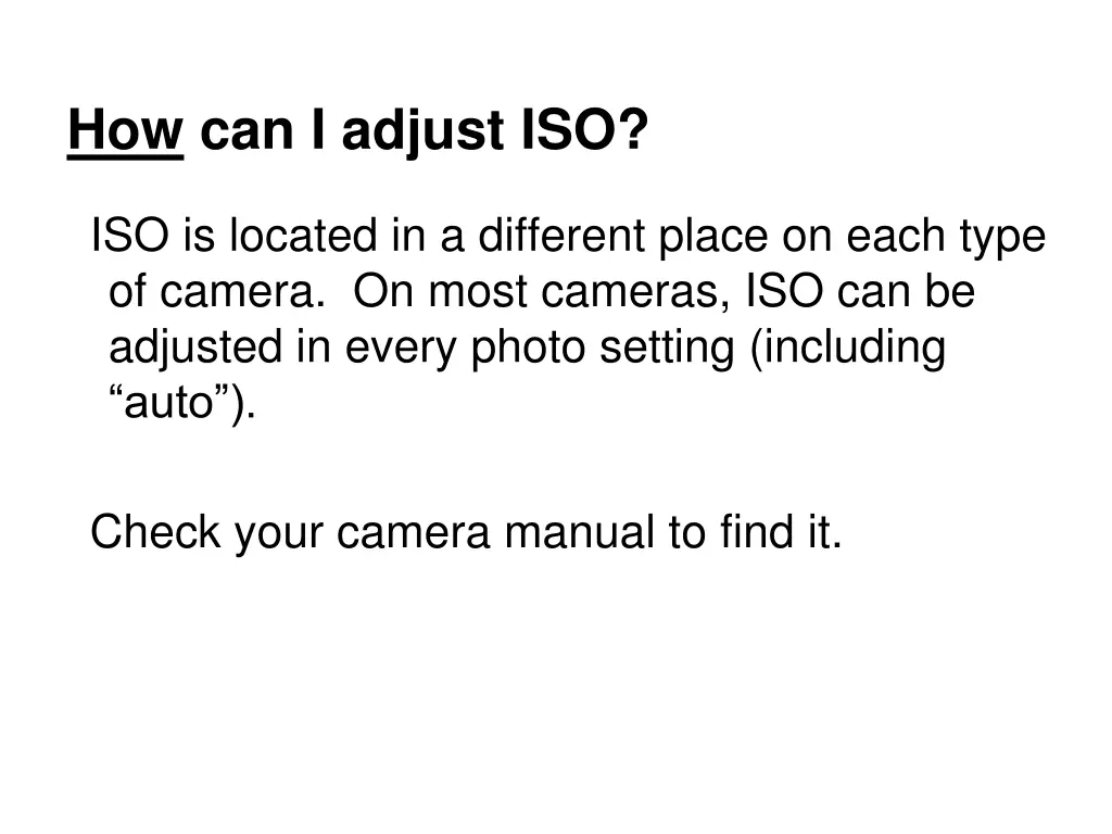 how can i adjust iso