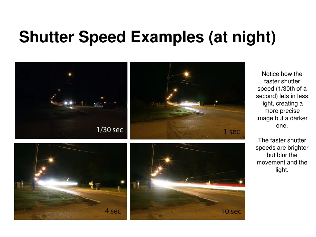 shutter speed examples at night