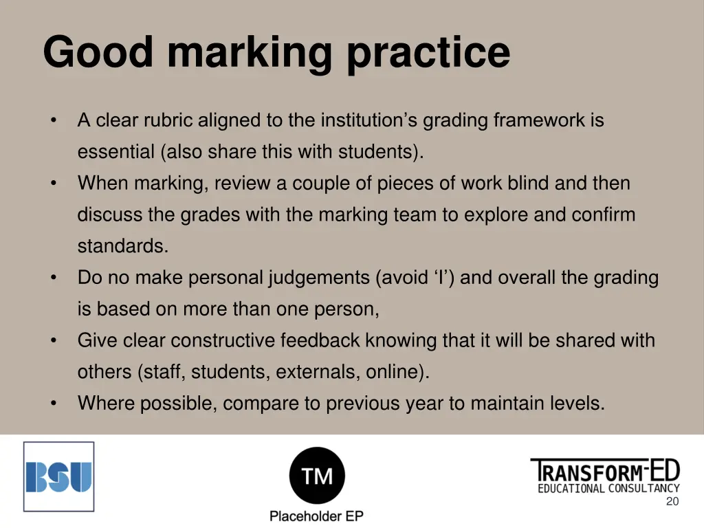 good marking practice