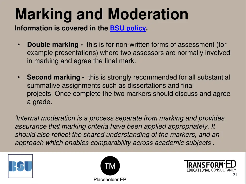 marking and moderation information is covered