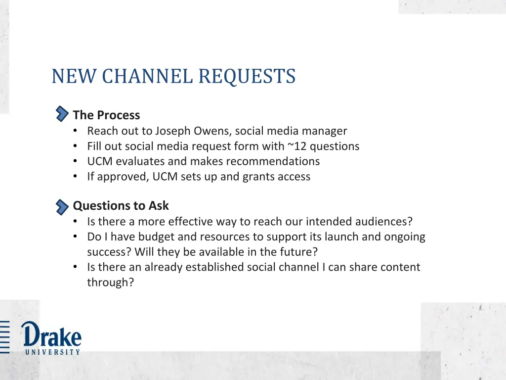 new channel requests