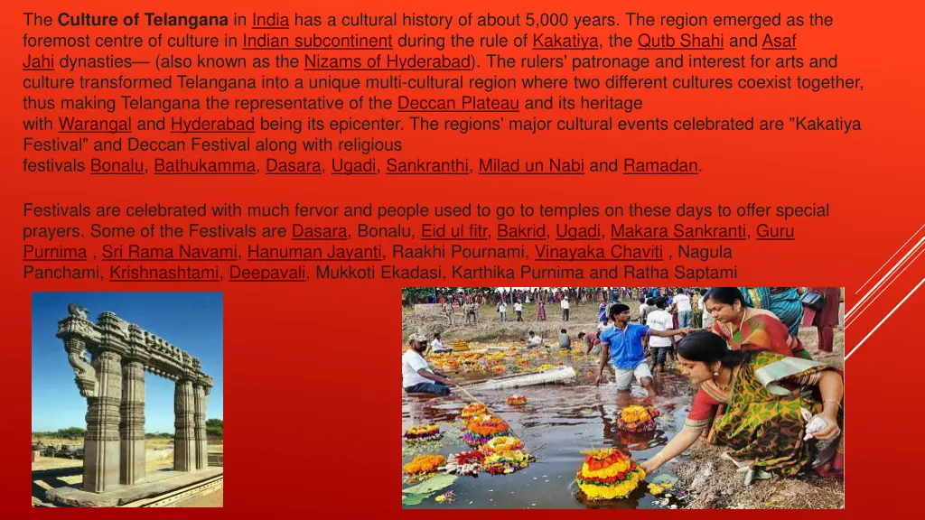 the culture of telangana in india has a cultural
