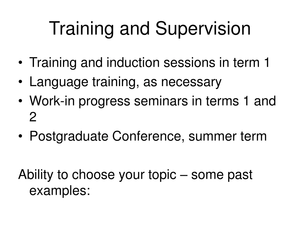 training and supervision