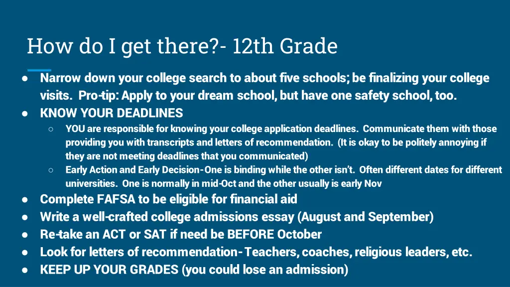 how do i get there 12th grade