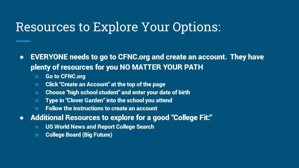 resources to explore your options