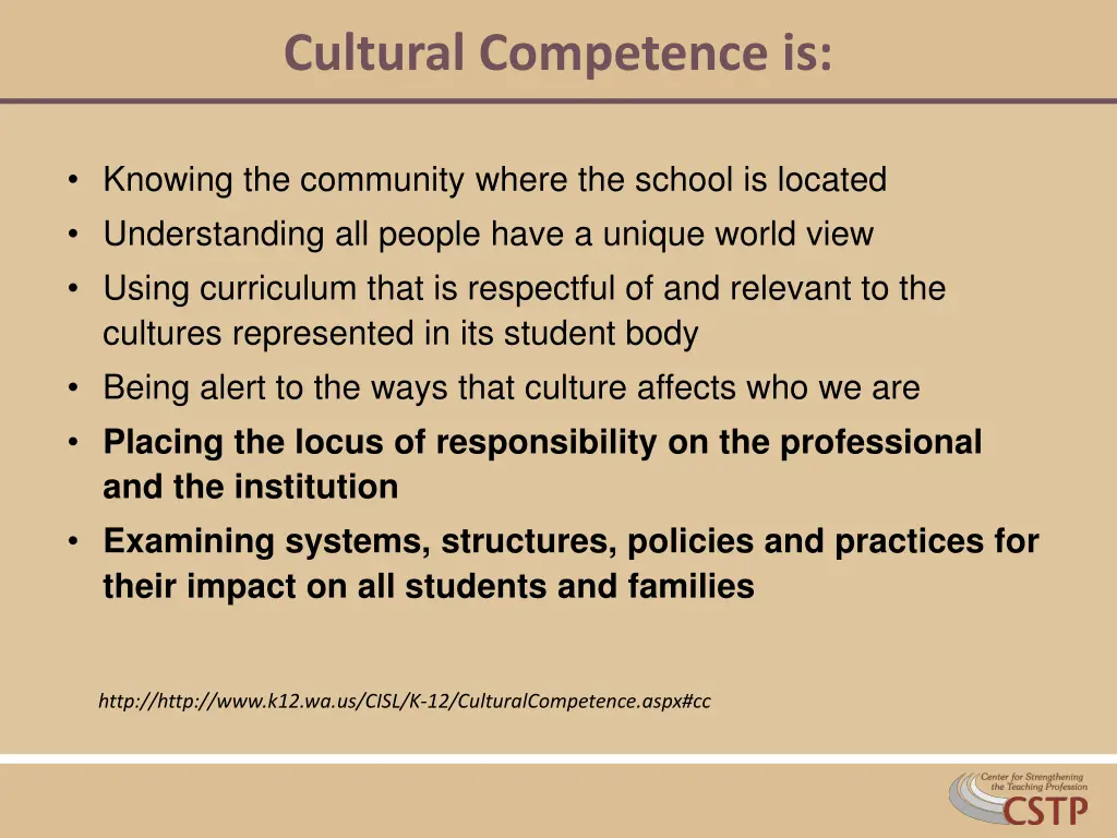 cultural competence is