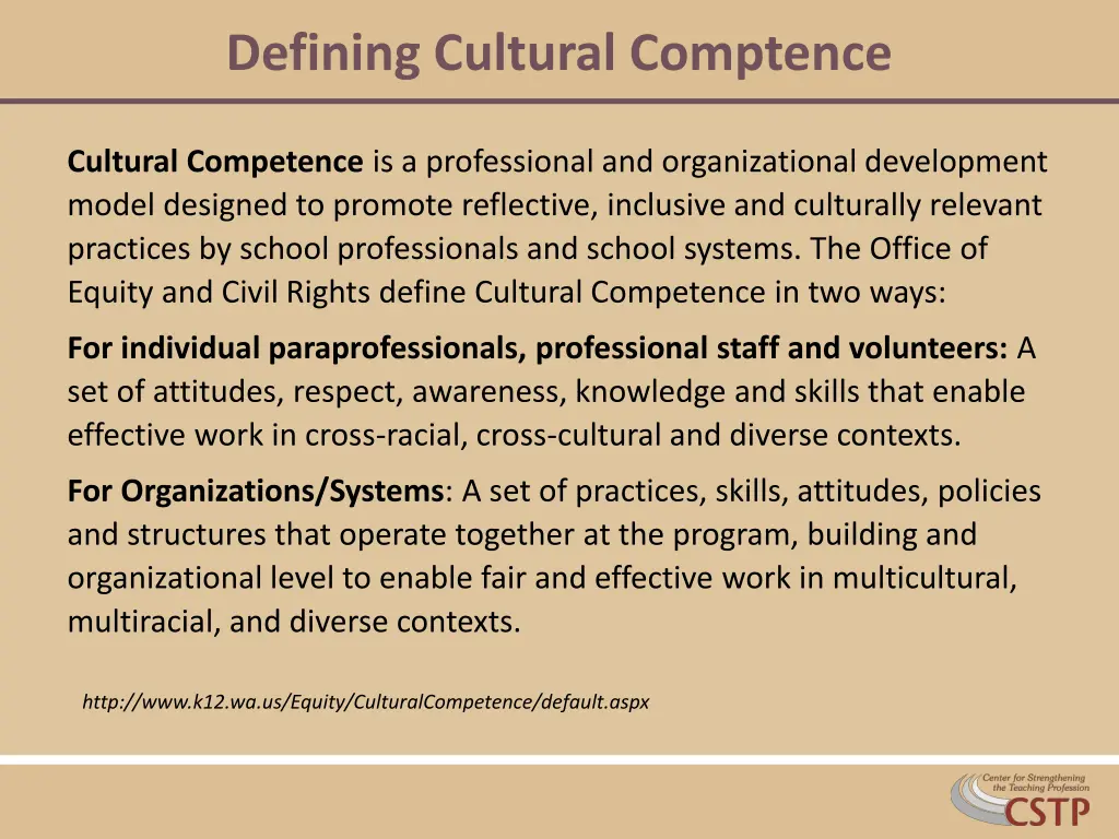 defining cultural comptence