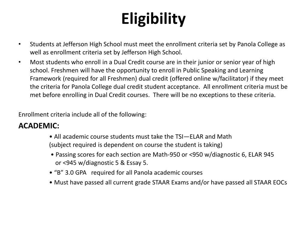 eligibility