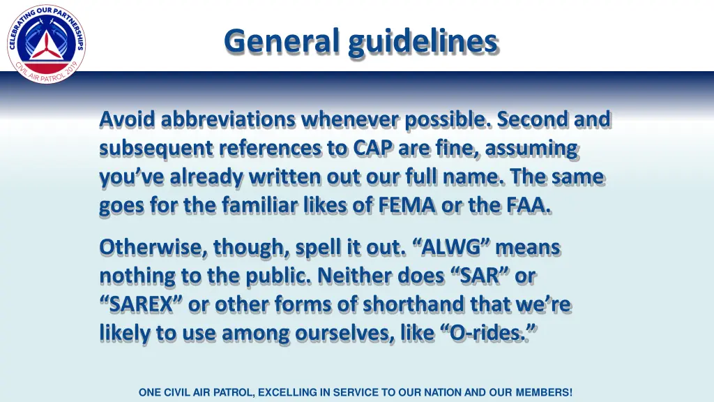 general guidelines
