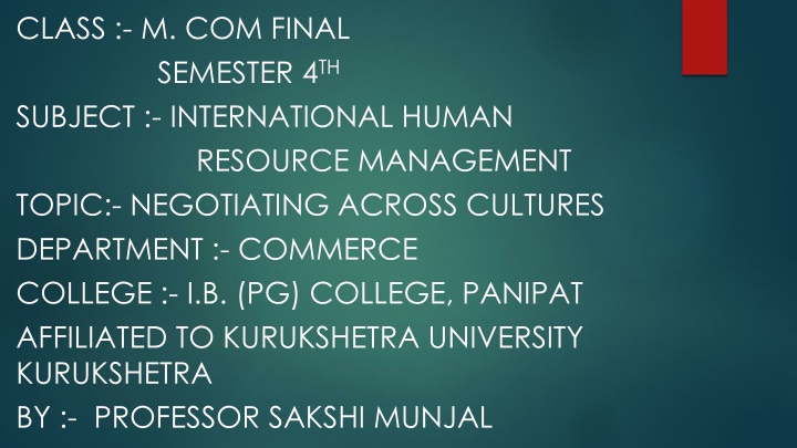 class m com final semester 4 th subject