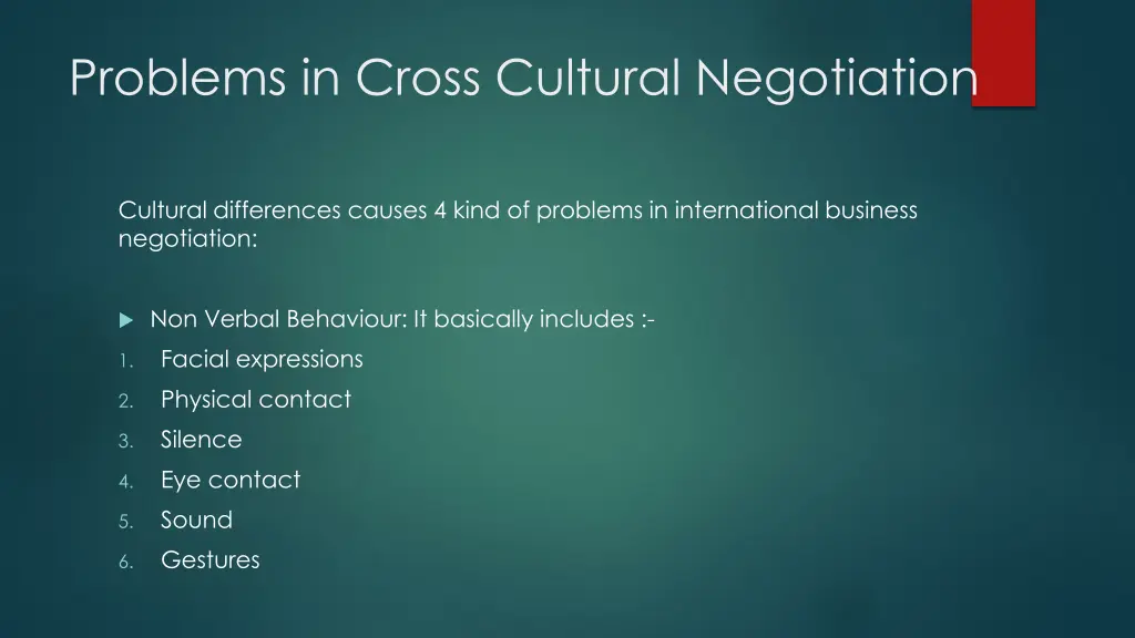 problems in cross cultural negotiation