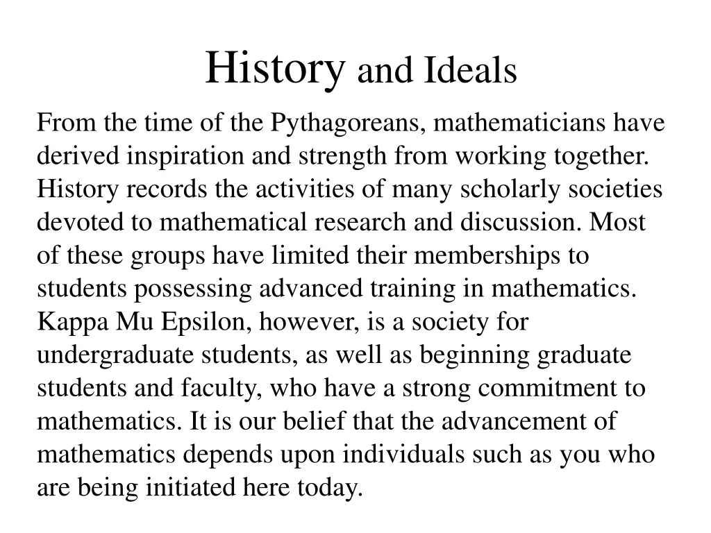 history and ideals 1