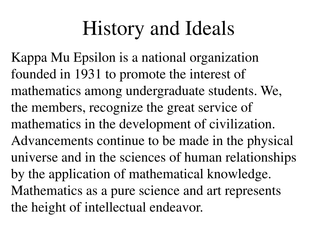 history and ideals