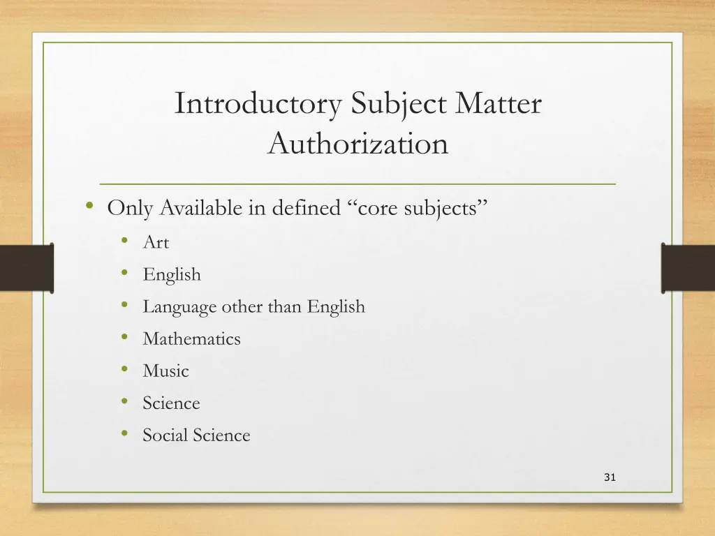 introductory subject matter authorization