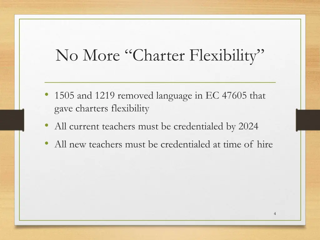 no more charter flexibility
