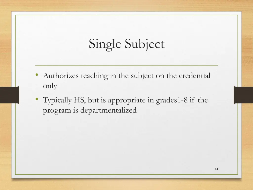 single subject
